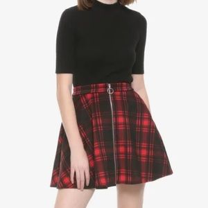 Hot Topic Red Black Plaid Skater Mini Skirt